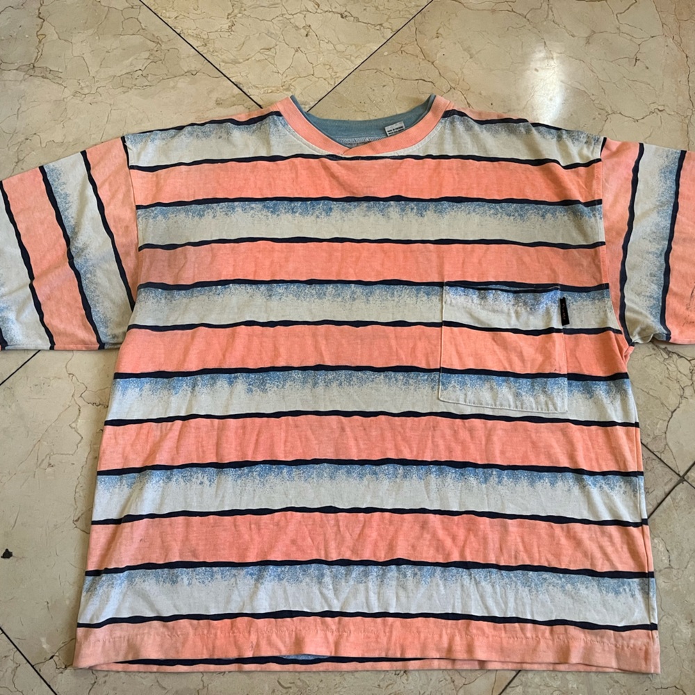 Vintage Permit Striped Single Stitch T Shirt Size L